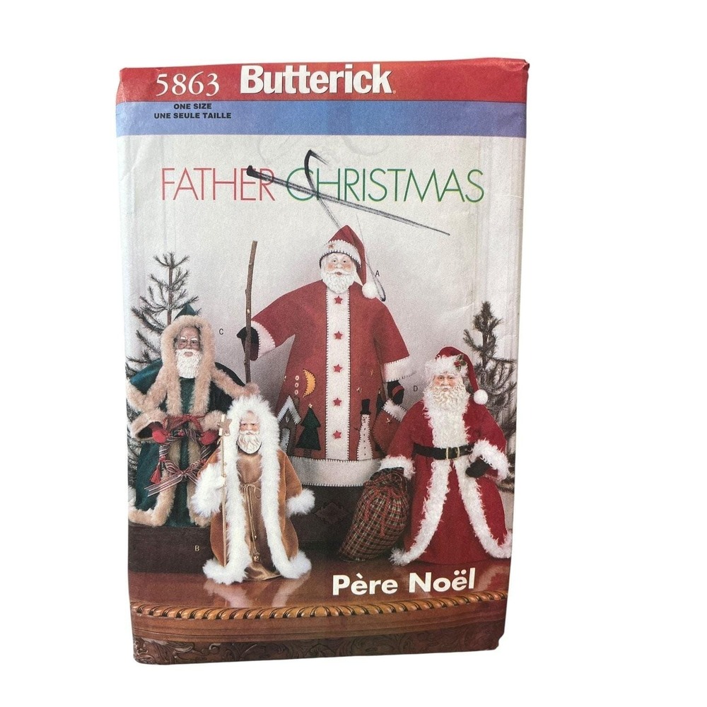 Butterick 5863 Father Christmas‎ Pere Noel St. Nick Dolls ONE SIZE Craft Holiday